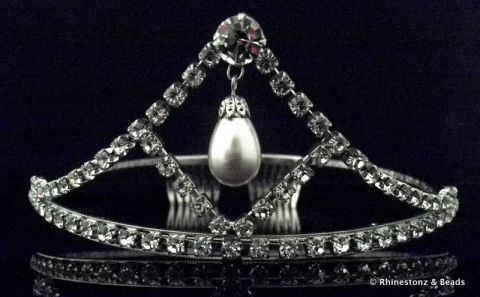 "Gemma" Tiara - Silver/Crystal 60mm high